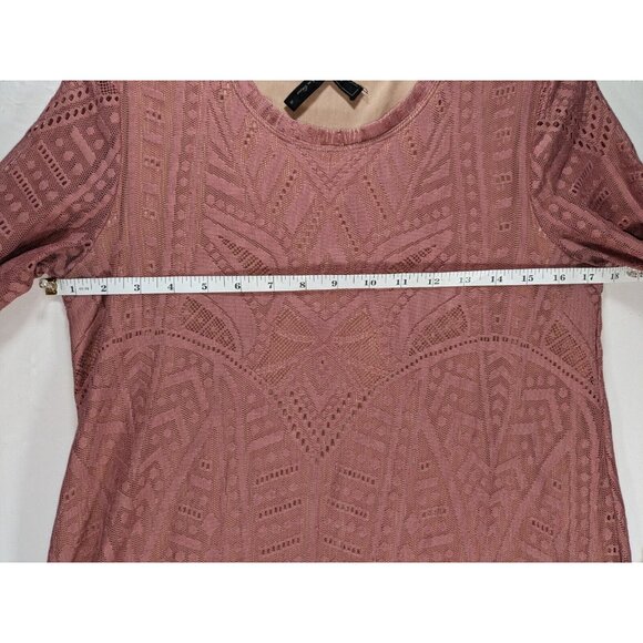 BCBGMAXAZRIA Womens Long Sleeve Midi Lace Maternity Dress Pink Small Boho Prarie - Picture 4 of 6